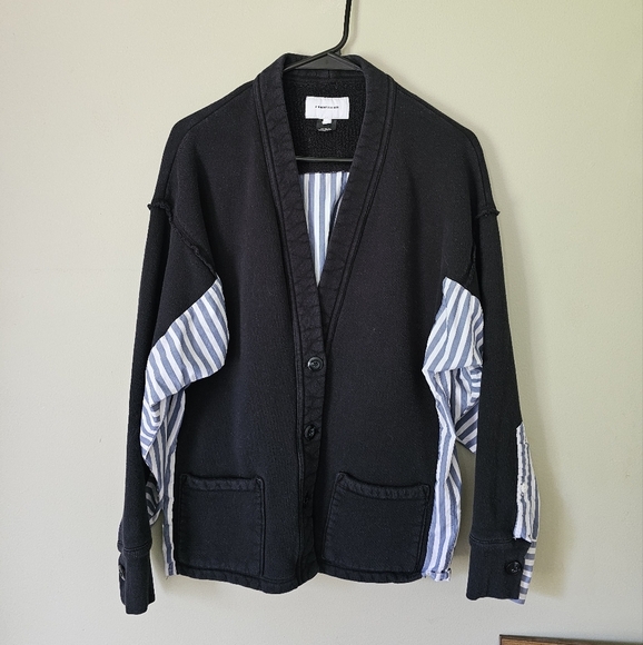 Current Elliott The Recrafted Cardigan Striped Black - Picture 2 of 10